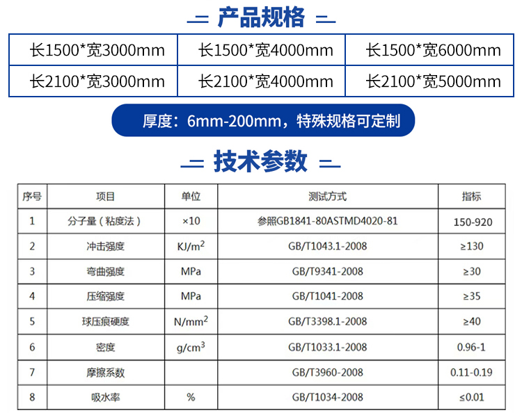 超（chāo）高分子量聚乙烯板材